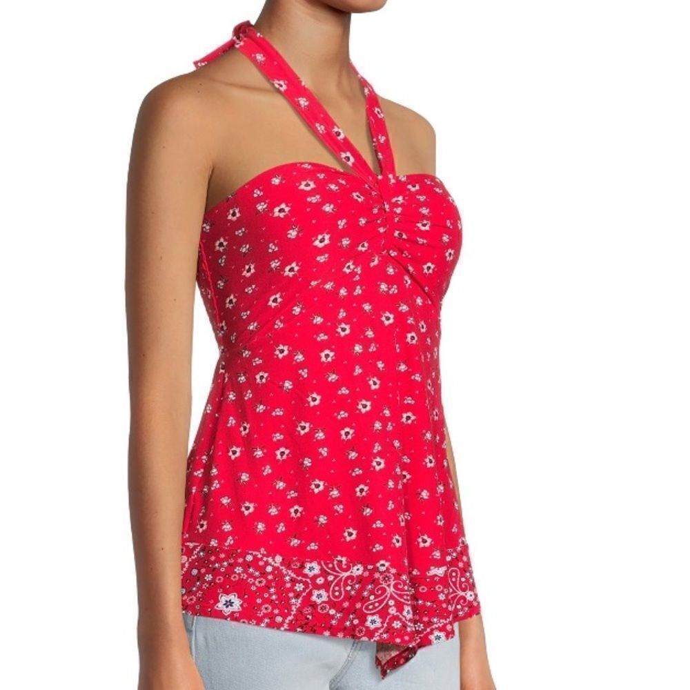 Red Floral printed Halter Top - Picture 6 of 6